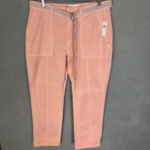 Anthropologie Pants Women‎ 32 Pink Pilcro The Wanderer Relaxed Ankle Belted NWT